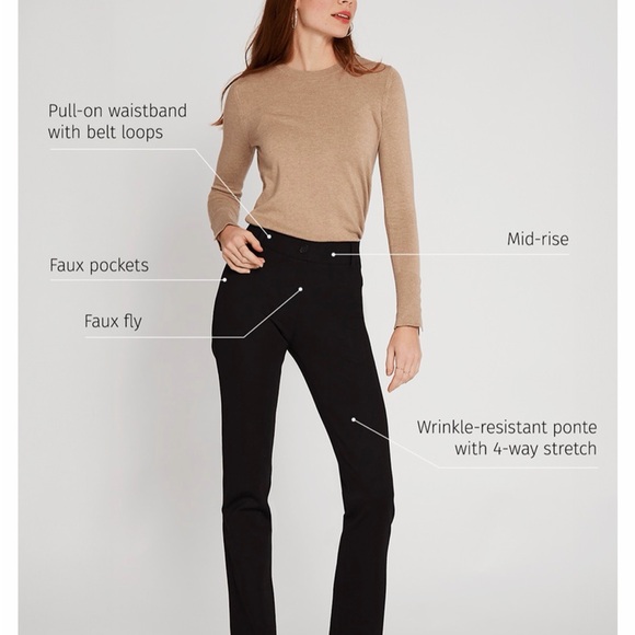 Betabrand Trousers, Classic Black Straight Stretch Yoga Pants - Picture 2 of 6